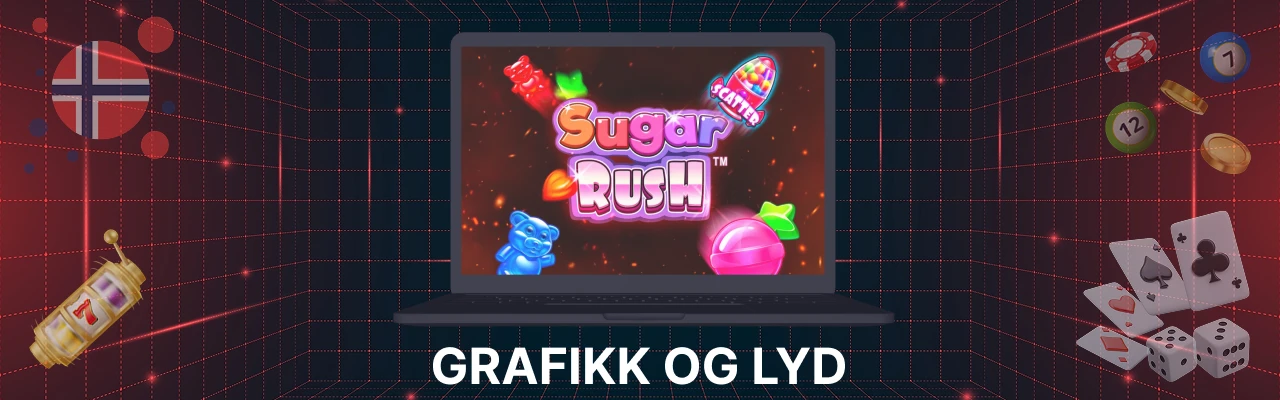 Grafikk og lyd hos spilleautomaten sugar rush