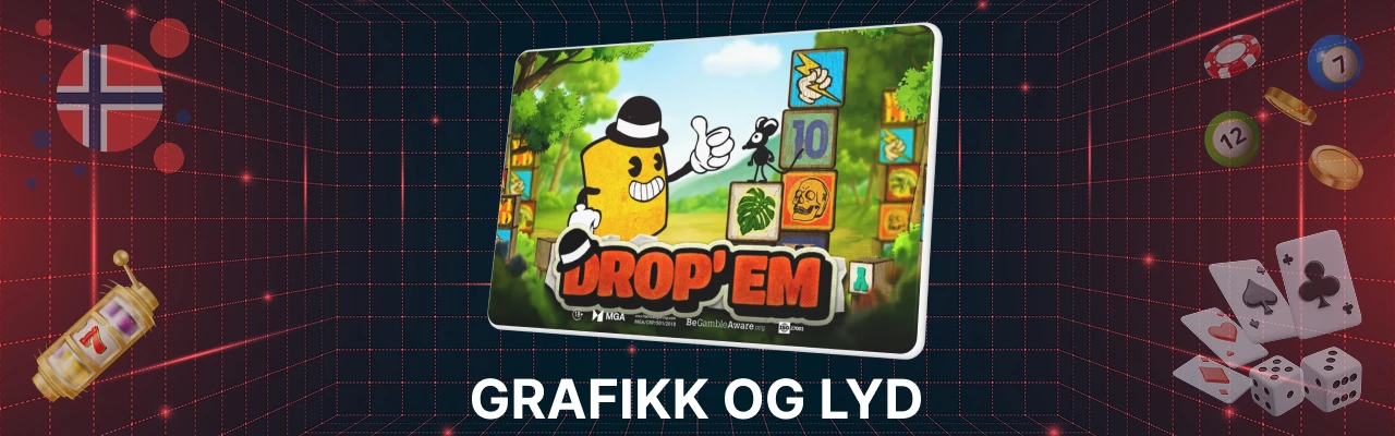 Grafikk og lyd hos spilleautomaten drop em