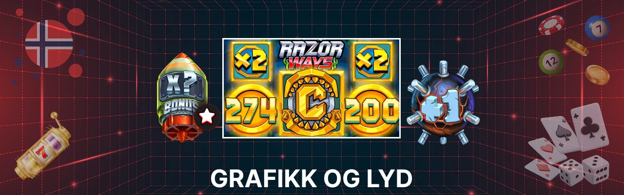 Grafikk og lyd hos spilleautomaten razor returns