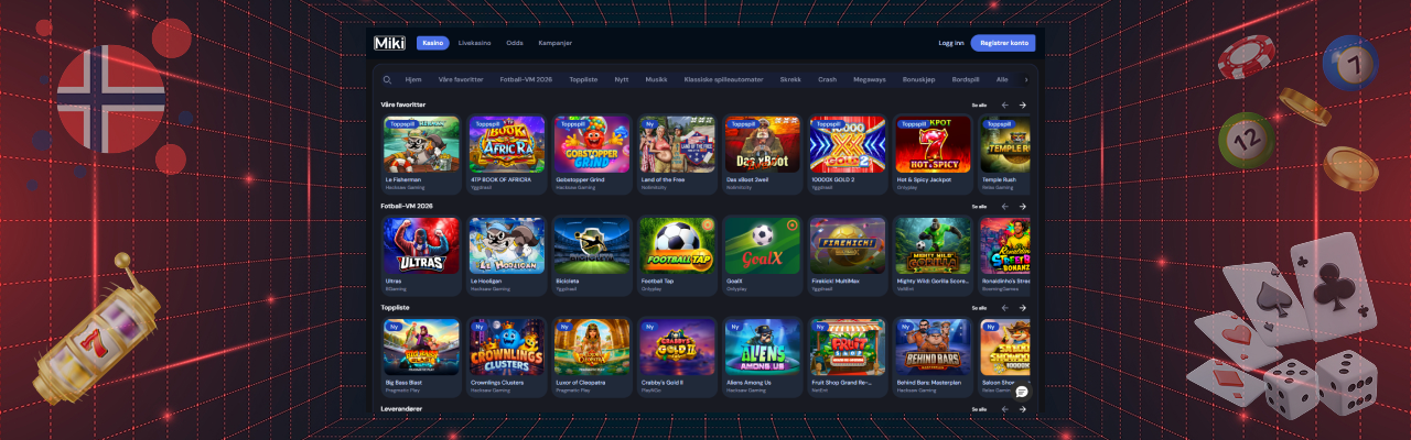 Spilltilbud hos miki casino