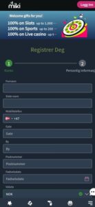 Miki Casino Registrer
