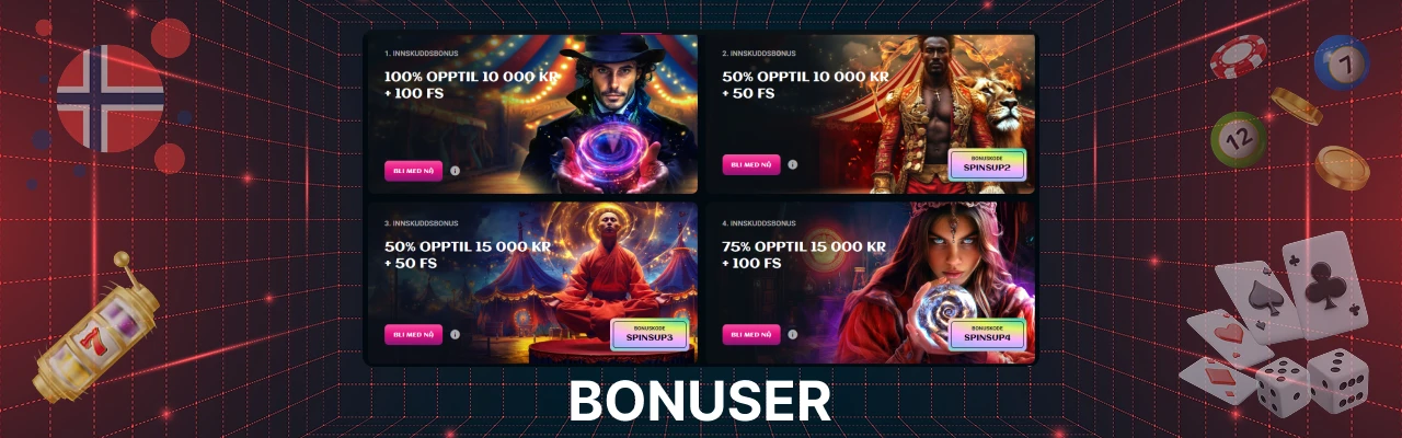 Spinsup casino bonuser