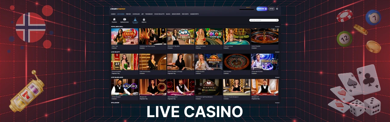 Live casino hos crash casino