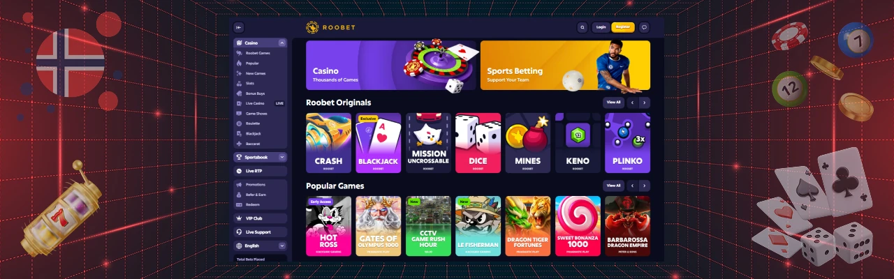 Tilgjengelige spill hos roobet casino